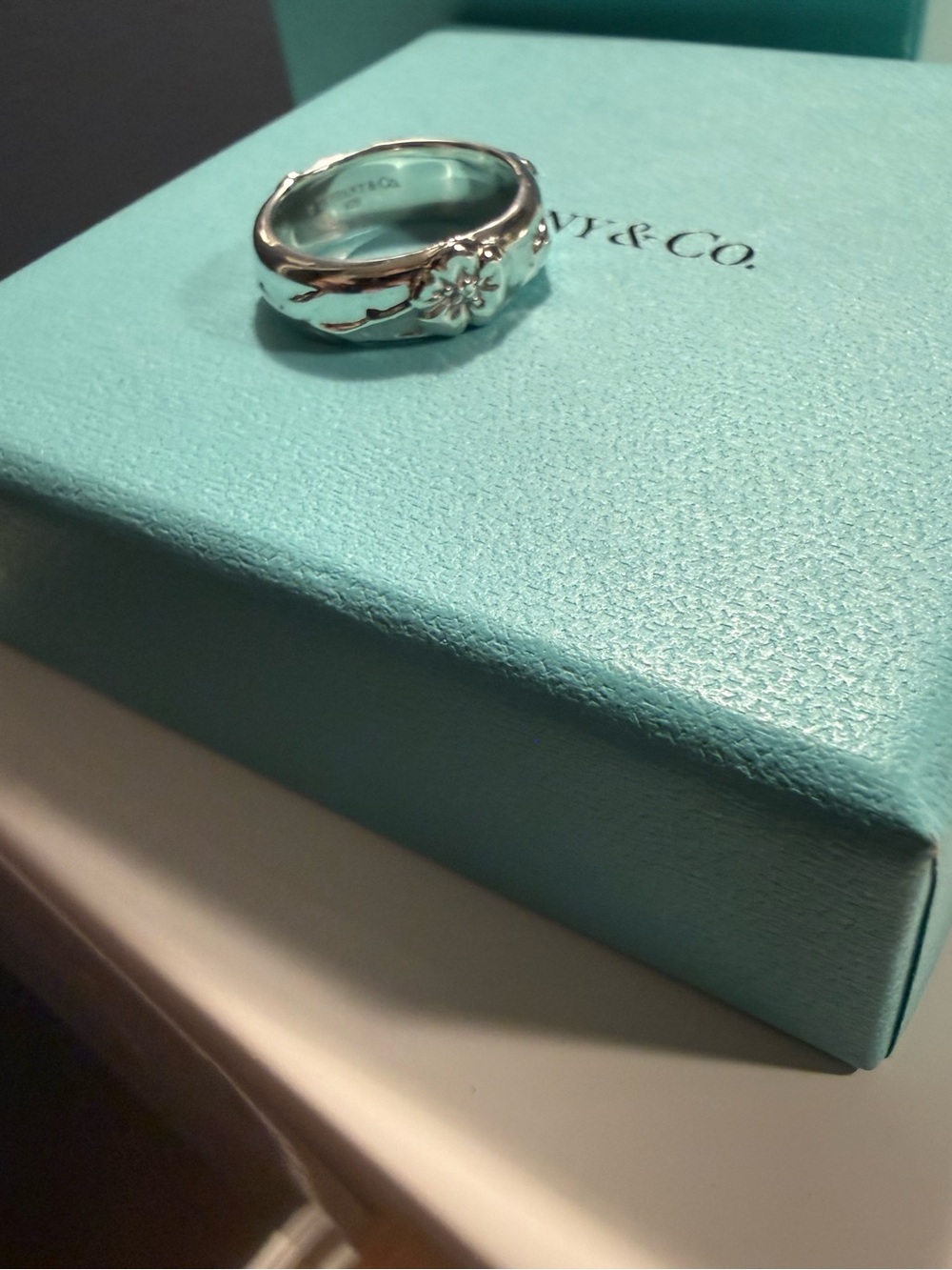 Tiffany & Co. Nature Rose Flower Sterling Silver Band Ring (Rare/Hard to Find) - Picture 3 of 5